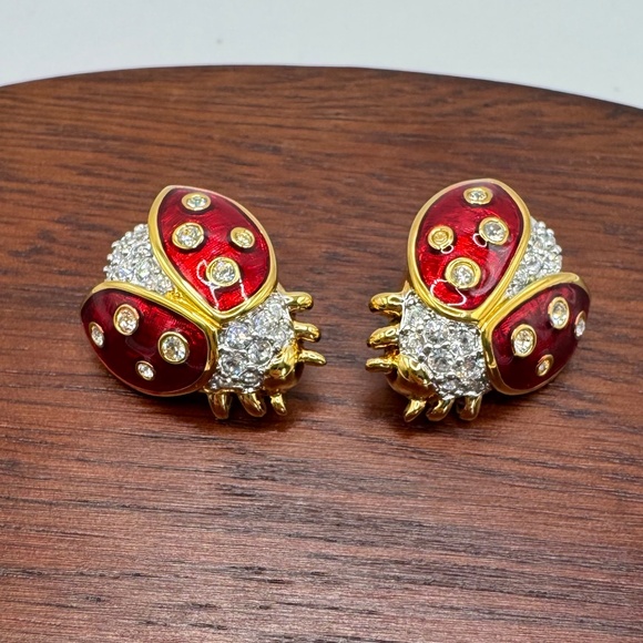 Vintage Swarovski enamel and Austrian crystal ladybug pin. Excellent Condition. - Picture 5 of 11